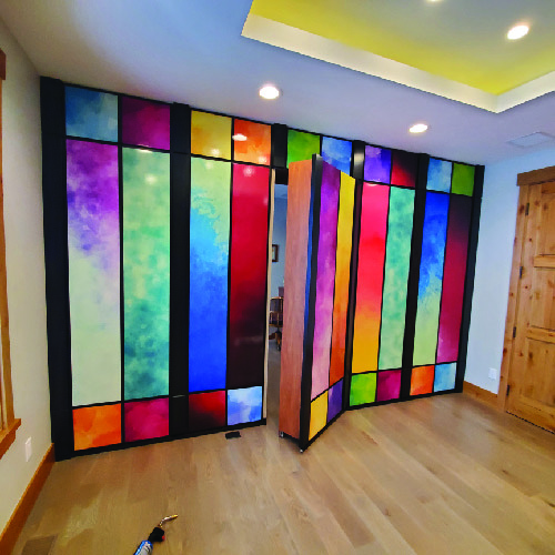 Wall Divider With Vinyl Graphics